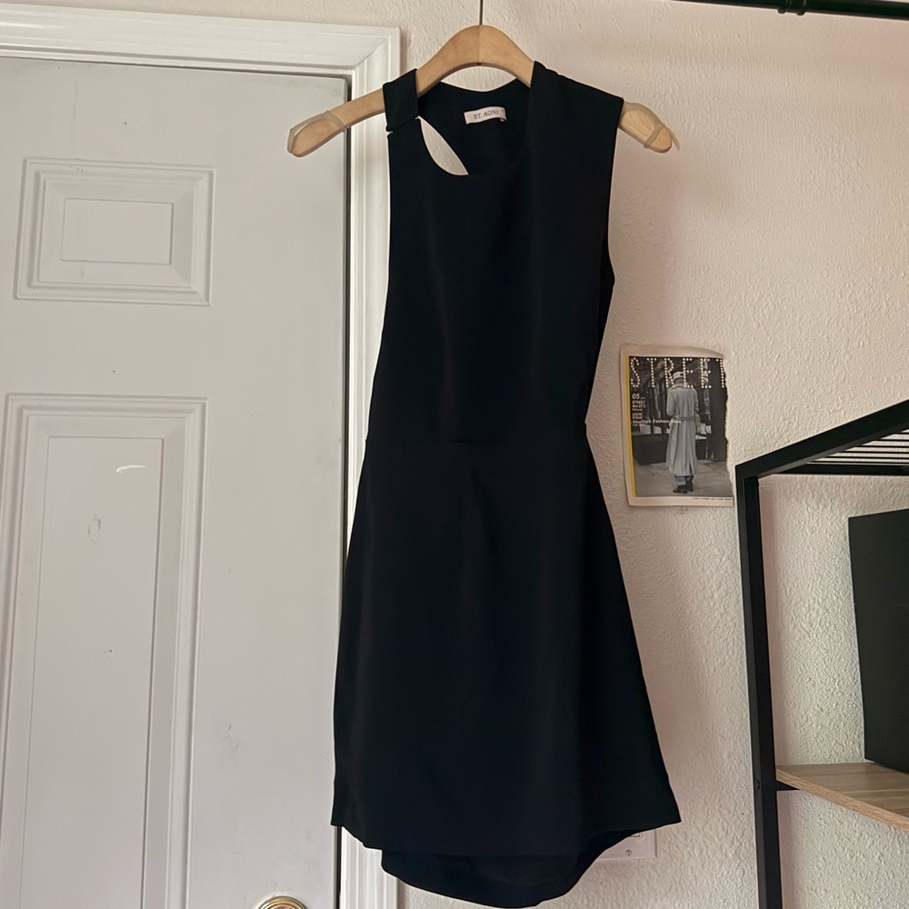 ST. AGNI black asymmetrical cutout back‎ sleeveless mini dress